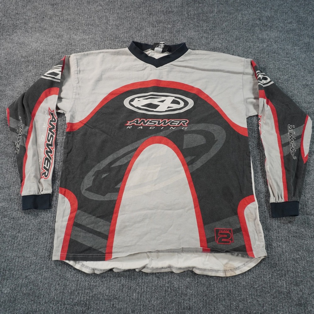 Answer Racing Jersey Mens XL Grey Black Red Team 2 Long Sleeve Motocross Top
